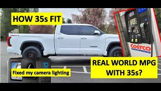 How 35s fit on a leveled 2022 Tundra  Real world MPG on 35s  Fixed camera lighting  Walkaround [upl. by Akiehsal]