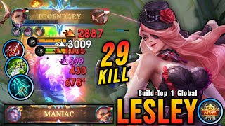 SAVAGE  29 Kills Hard Carry Lesley Wipe Out All Enemies  Build Top 1 Global Lesley  MLBB [upl. by Nerrol]