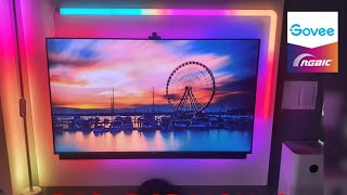 AMAZING TV BACKLIGHT LED STRIPS How to install LED light behind TV  Govee Immersion Ambient Kit [upl. by Krys]