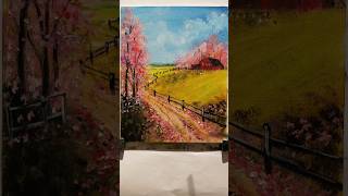 Landscape painting music howtomakeacrylicpaintings reels edm viralvideo youtubeshorts [upl. by Ennasor12]