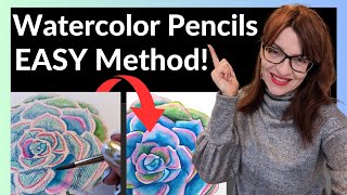 How To Use Watercolor Pencils EASY Succulent Tutorial for Beginners [upl. by Susumu38]