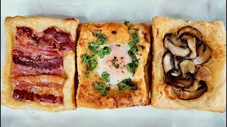 Easiest 3 SAVORY UpsideDown Puff Pastry Breakfast Just Layer amp Bake [upl. by Shing]