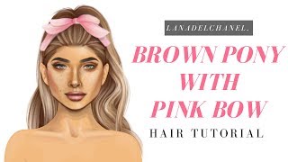 MY BEST WIG Beautiful BROWN PONY amp PINK BOW  Stardoll Hair Wig Design Tutorials  LanaDelChanel [upl. by Errehs]