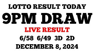 Lotto Result Today 9PM Draw December 8 2024 PCSO LIVE Result [upl. by Pals735]