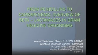 Overview of BetaLactamases in Gram Negative Organisms  Yanina Pasikhova PharmD [upl. by Lesko]