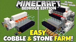 Minecraft Bedrock EASY Cobblestone amp Stone Farm Tutorial 28000 ItemsHour MCPE Xbox PS5 PC [upl. by Anaerda7]