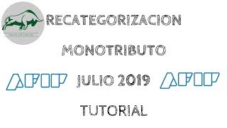 RECATEGORIZACION MONOTRIBUTO Julio 2019  Cómo recategorizarme AFIP Instructivo Paso a Paso [upl. by Drews289]