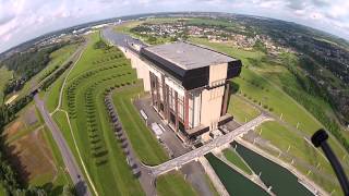 Tallest boat lift in the world  Aerial view  StrépyThieu Belgium [upl. by Annodahs]