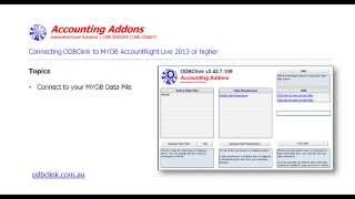 Connecting ODBClink with MYOB AccountRight Live [upl. by Gauntlett303]