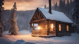 Cozy Outdoor Winter Cabin Scenes  60 Minutes of Snowy Winter Wonderland  TV Wallpaper [upl. by Aihppa561]