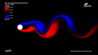 Von Karman vortex street laminar vorticity Re  250 [upl. by Rekoob]