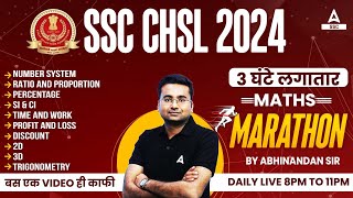 SSC CHSL 2024  SSC CHSL Maths Marathon Class By Abhinandan Sir [upl. by Hinda517]