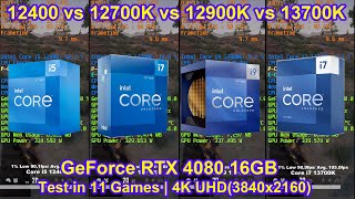 Intel i5 12400 vs i7 12700K vs i9 12900K vs i7 13700K  RTX 4080  Test in 11 Games  4K3840x2160 [upl. by Ettore]