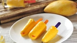 Paletas heladas de mango con yogur  Recetas de postres  Mango yogurt popsicles [upl. by Atsed300]