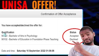 How to acceptdecline an Offer at UNISA for 2023 online UNISA 2023 Admissions [upl. by Lammond4]