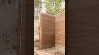 Revealing a formed rammed earth wall rammedearth earthbuilding building naturalbuilding [upl. by Kraul]