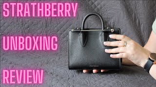 Strathberry Nano Tote  Unboxing and Review a month later  What fits  Mod Shots [upl. by Liddy938]