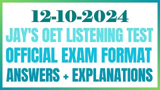 OET LISTENING TEST 12102024 oet oetexam oetnursing oetlisteningtest [upl. by Crifasi105]