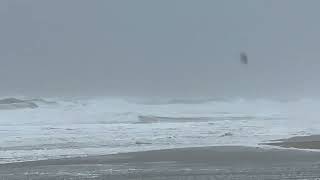 Waves Lash Pier in Nags Head During Ophelia Storm Surge [upl. by Bacon]