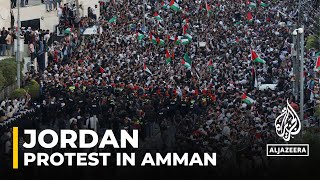 Jordanian security forces block off roads leading to the Israeli embassy in Amman due to rallies [upl. by Araas]