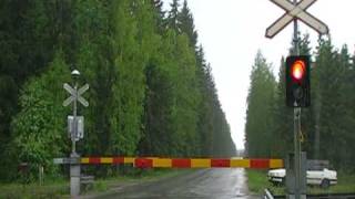 Finnish freight train T 3365 passed Vatia level crossing [upl. by Pepper362]