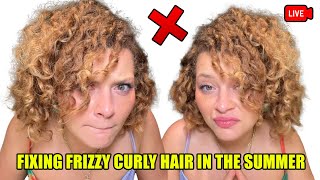 FIXING FRIZZY CURLY HAIR IN THE SUMMER a guide to refreshing [upl. by Naitsyrk130]