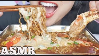 ASMR NEW SPICY NOODLES RICE CAKES  CHEESY KING CRAB EATING SOUNDS NO TALKING  SASASMR [upl. by Caputto]