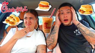 Trying Chick Fil A Breakfast For The First Time [upl. by Gnut]