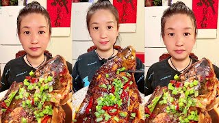 Eating Spicy Big Fish Head Mukbang  Eating Big Fish Curry  ASMR Eating Videos [upl. by Tihw]