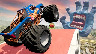 Monster Truck Crashes  Beamng drive  Griffs Garage [upl. by Anyalram]