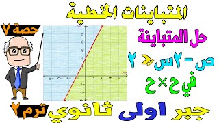 المتباينة الخطية الدرس الاول الوحدة الثانية جبر للصف الاول الثانوي ترم ثاني  حصة 7 [upl. by Oirramaj]