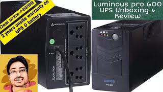 Luminous pro 600 pro 600VA UPS UPS Unboxing amp Review [upl. by Berkeley]