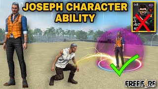 joseph character ability in free fireff joseph character skill ability testGarena Free Fire [upl. by Ateekram]