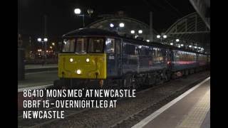 HD Caledonian Sleeper 86401 Mons Meg at Newcastle during the GBRf 15 railtour 0910092016 [upl. by Kallick]