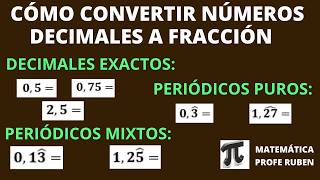 Cómo pasar un número decimal a fracción Decimal exacto periódico y mixto [upl. by Froehlich239]