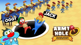 Oggy And Jack Playing Hole Master Army Attack Game [upl. by Kerry350]