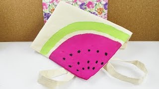 DIY Wassermelonen Tasche 🍉 Sommer Jutebeutel ganz einfach selber gestalten  Watermelon Idea [upl. by Nylrats]