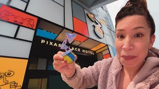 Brisk PIXAR PLACE HOTEL tour of Opening Week Festivities  Construction Testing of Alarms  Feb 2024 [upl. by Anilatsyrc425]