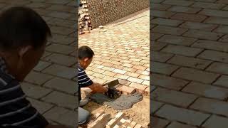 Courtyard red brick permeable ground paving process [upl. by Estus]