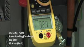 TECHNI Waterjet  Electric Servo Pump Vs Intensifier Pump  Power Reading [upl. by Gensler]