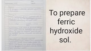 To prepare ferric hydroxide solpreparation of lyophobic salt [upl. by Areema]