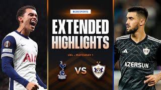 Tottenham vs Qarabağ FK Extended Highlights  UEL League Phase MD 1  CBS Sports Golazo  Europe [upl. by O'Connell]