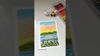 oil pastel drawing  sunset scenery drawing drawing oilpastle shorts viral art painting [upl. by Manheim449]