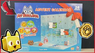 PET SIMULATOR X ADVENT CALENDAR Unboxing Pet Sim X DLC codes and mini figures [upl. by Oidgime]