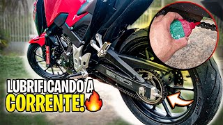 APRENDA COMO LUBRIFICAR A CORRENTE DA MOTO [upl. by Ynohtna]