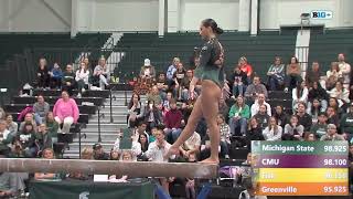 Delanie Harkness 99 Beam Michigan State vs Fisk Greenville amp Central Michigan 3924 [upl. by Suoirred]