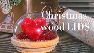 Wholesale love sequin Christmas wood LIDS for glass candle jars [upl. by Asylem]