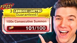 Free Legends Limited Guaranteed 100x Summon on Dragon Ball Legends [upl. by Proud]