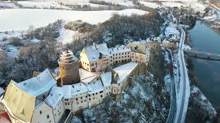 Burg Mildenstein im Winter  Schlösserland Sachsen [upl. by Yraillih534]