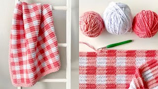 Crochet Ridged Lines Gingham Blanket [upl. by Aseefan]